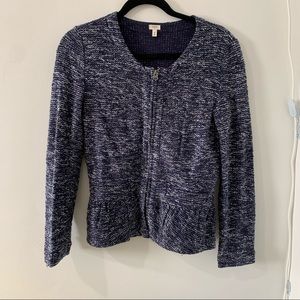 J. CREW TWEED ZIP PEPLUM BLAZER